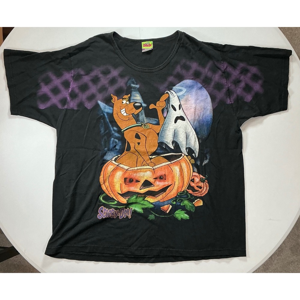 VTG 90s Scooby Doo Halloween T Shirt Women 26W 28W Plus Size Graphic Tee